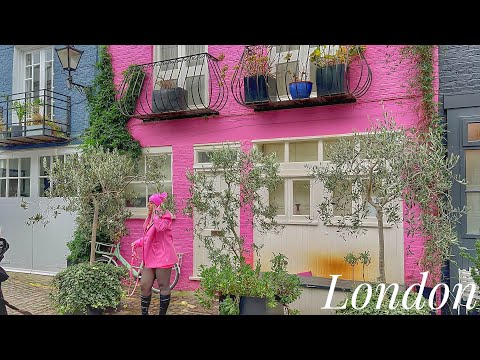 A Rainy London Street Walk in Notting Hill  and Kensington Side Streets [4K HDR]