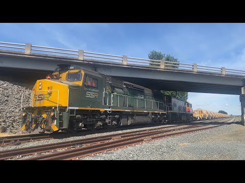7M24V SSR ARTC Ballast train with SSR’s C509 and BRM001 slowly passing through Gheringhap 2/11/2024