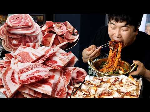 [제주]꽃삼겹 삼겹살 꼬들살.. 12인분 시켜서 비빔면에 고기 싸먹고 극락 가즈아..