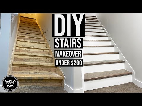 Part of a video titled DIY Stairs Makeover for Under $200 with Full Cost Breakdown!! - YouTube