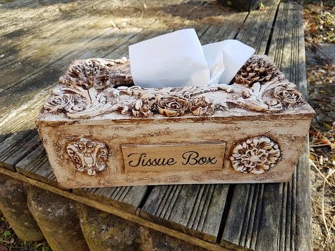 Giving a Tissuebox a vintage look with Distress Paste (FB live short version)