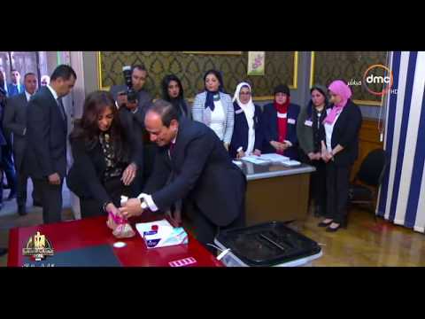 الرئيس السيسى يدلى بصوته على التعديلات الدستورية بمصر الجديدة