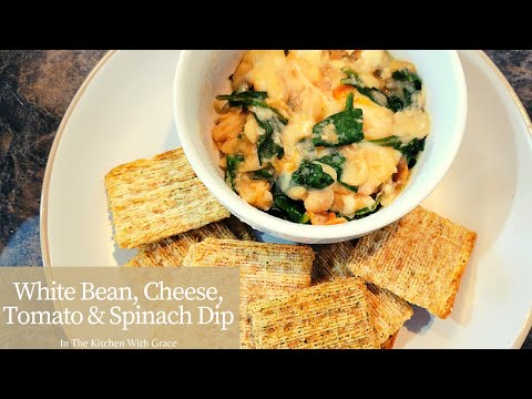 Cheesy White Bean Tomato Spinach Dip Appetizer Recipe