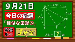 美しい別解求む！【数学】【解説あり】【毎日の習慣に】確実に力がつく良問｜【中学３年】相似な図形⑤