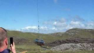preview picture of video 'Helicopter Lifting Wooden Hut on Isle of Rum'