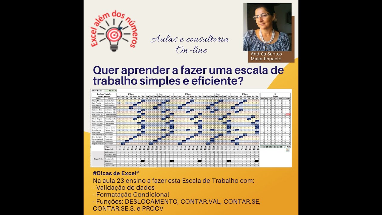 Aula23 – Controle de Escala / Folgas - Excel além dos Números