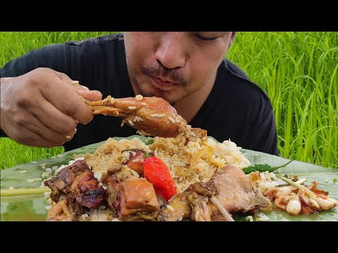 Eating smoked chicken and sukha mass chutney || full recipe || northeast mukbang.