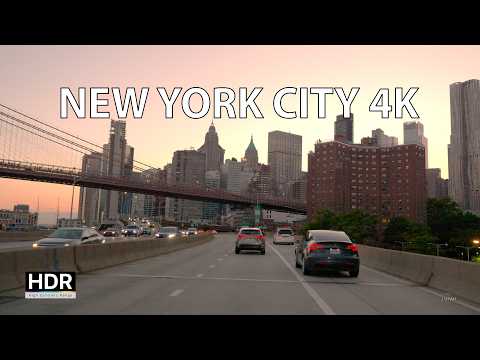 New York City 4K - Skyline Sunset Drive - USA