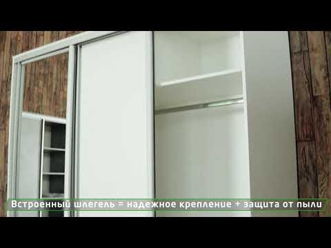 Шкаф Экспресс (ДСП/Зеркало/ДСП), 2100х600х2200, шимо светлый во Владивостоке - видео 1