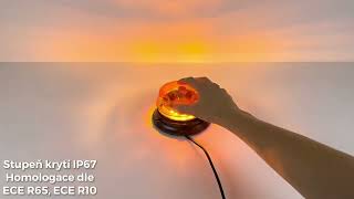 LED maják, 12-24V, 12x1W oranžový, pevná montáž, ECE R65