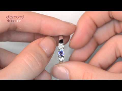 FET38 VY - TANZANITE 3.75MM AND DIAMOND 18K WHITE GOLD RING