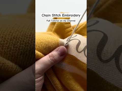 Easy Chain Stitch Tutorial - Learn how to Personalized a Knit Sweater with Hand Embroidery.🤍🪡