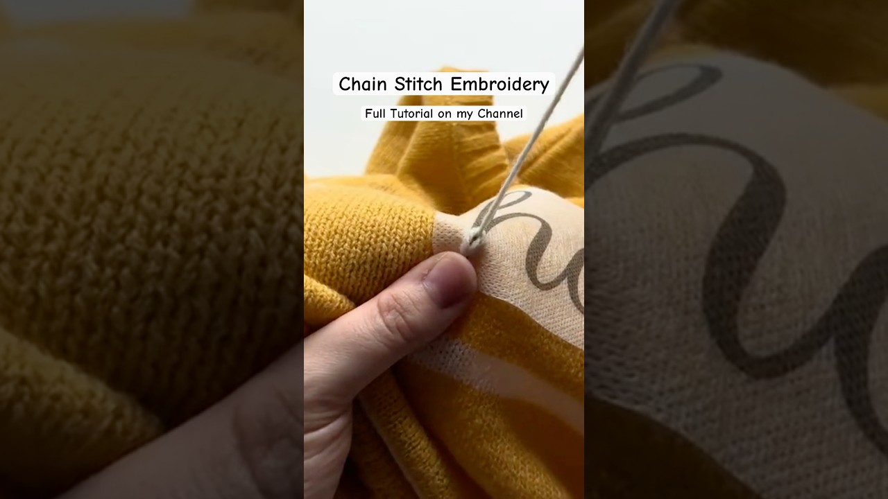 Easy Chain Stitch Tutorial - Learn how to Personalized a Knit Sweater with Hand Embroidery.🤍🪡