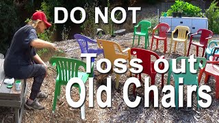 HOW TO Paint Plastic Patio Chair * $1 DIY CHEAP in Minutes-EASY NO SPRAYING-Outdoor Garden Furniture