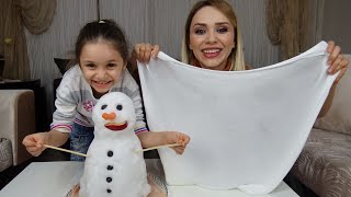 Lina İle  Kardan Slime ve Evde Kardam Adam Yaptık  Çok Güzel Oldu | Eğ