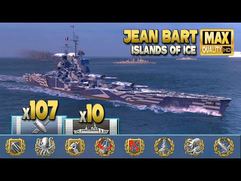 Battleship Jean Bart dominates on map "Islands of Ice" - World of Warships
