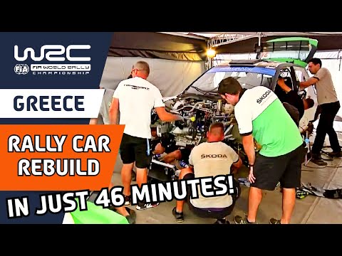 Rally Mechanics rebuild a Škoda Fabia in 46min! | WRC EKO Acropolis Rally Greece 2022