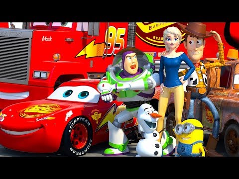 Disney Pixar CARS meet TOY STORY Lightning McQueen Buzz Lightyear & Woody ANIMATION SHORT