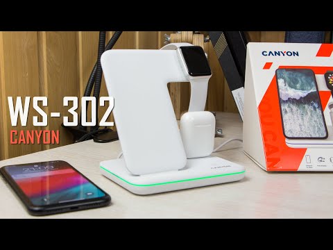 фото беспроводная зарядка 3 в 1 canyon ws-302 (белая) 0