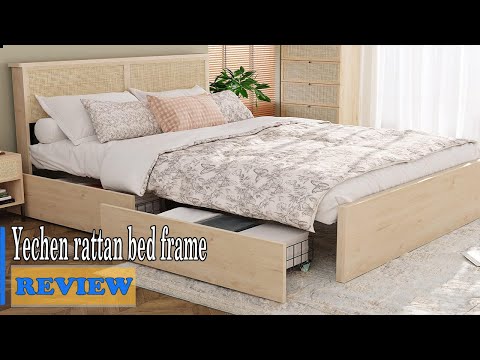 Yechen Queen Wood Platform Bed Frame, Queen Size Platform Bed Frame with Wooden Slats, 10 Min Tool Free Assembly, Japanese Joinery, 8" Under-Bed Storage, No Box Spring Needed, Natural Oak video review thumbnail