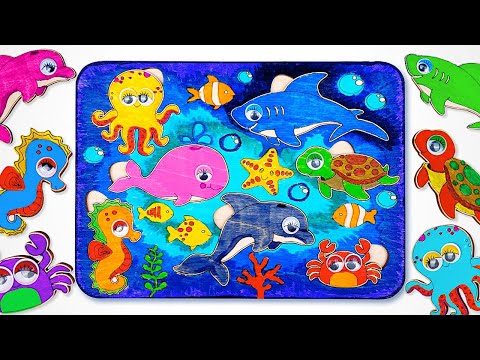 Let's Color Sea Animals with Activity Puzzle | Preschool Learning Video for Kids