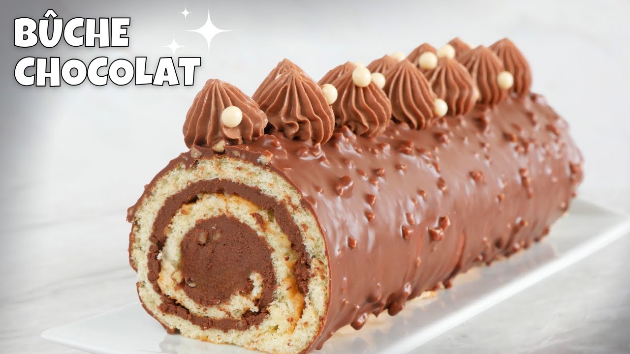 Bûche roulée au chocolat sans génoise