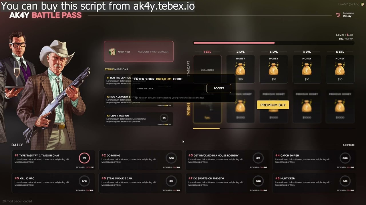 [QB/ESX] Battlepass System (Tasks, Rewards) thumbnail 2