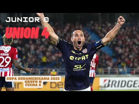2022 copa sudamericana grupo H F06 junior 0   UNION 4 (Relato RUSO)(PARTIDO COMPLETO)