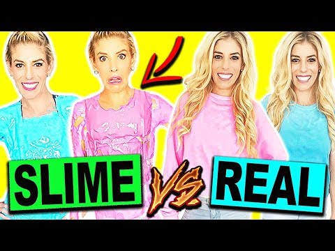 DIY SLIME CLOTHES VS. REAL CLOTHES CHALLENGE!! *Hilarious* Video