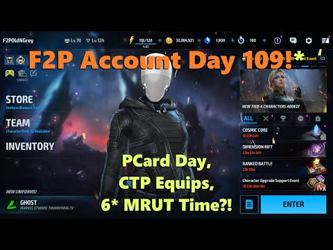 Marvel Future Fight: F2P Account Day 109!  PCard Day, CTP Equips, 6* MRUT Time?!  💪🤓🎉