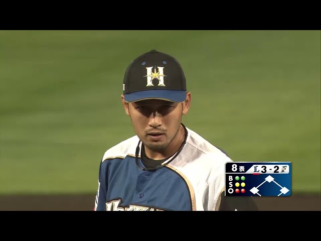 8回表 ファイターズ・矢貫が1軍復帰のライオンズ・浅村斬り!! 3者連続三振で反撃ムードを作る!! 2014/7/15 F-L