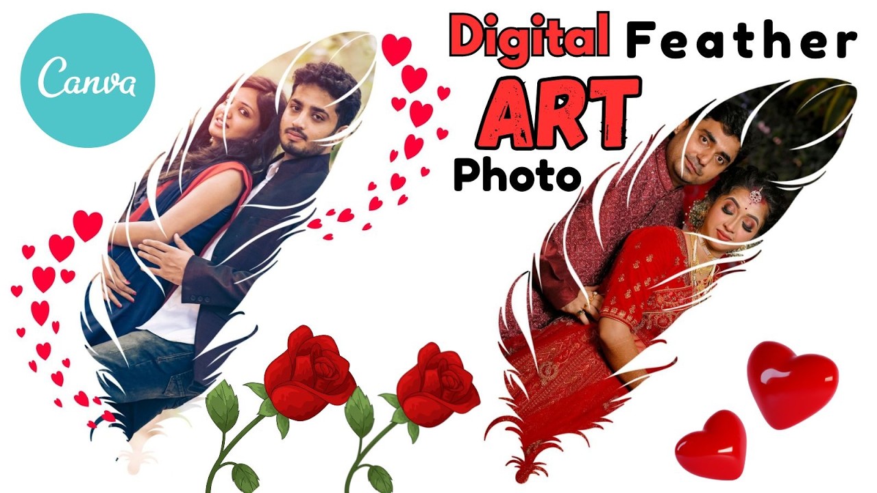 How To Create Feather Digital Art Photo Style, Stunning Feather Photo Frame In CANVA Step By Step