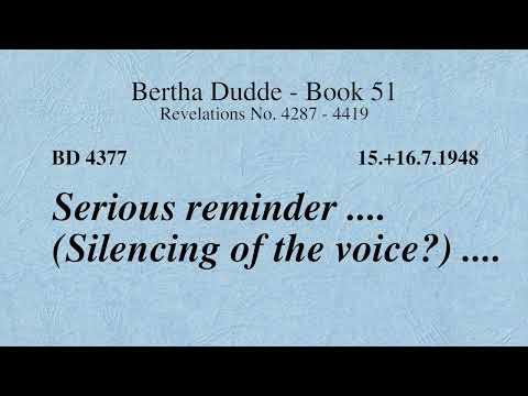 BD 4377 - SERIOUS REMINDER .... (SILENCING OF THE VOICE?) ....