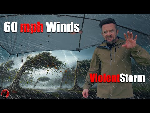 My Shelter Was Almost Destroyed - Rain Camping in a Severe Thunderstorm