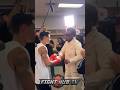 RYAN GARCIA EMBRACED BY JERMALL CHARLO MINUTES AWAY FROM GERVONTA DAVIS CLASH
