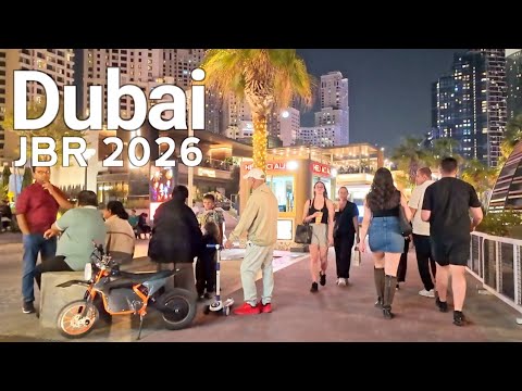 Dubai 2026 4K🇦🇪 JBR by Night, Sounds & Sights Walking Tour