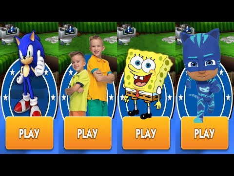 Sonic Dash vs Vlad & Niki Run vs SpongeBob: Sponge on the Run vs PJ Masks Runner Android Gameplay HD