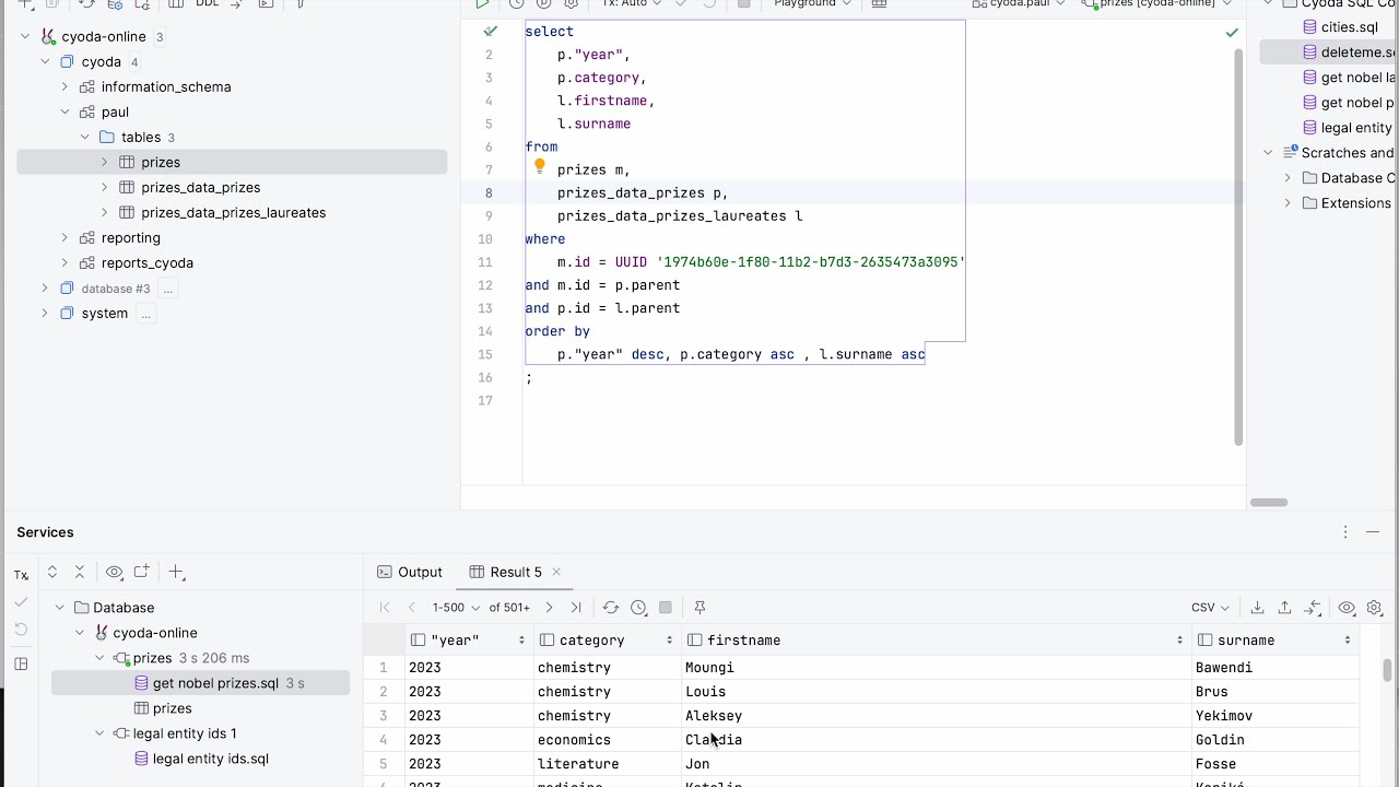 Querying the Entity Database with SQL