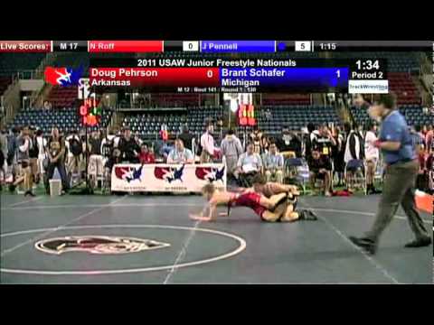 Junior Freestyle 130 - Brant Schafer (MI) vs. Doug Pehrson (AR)