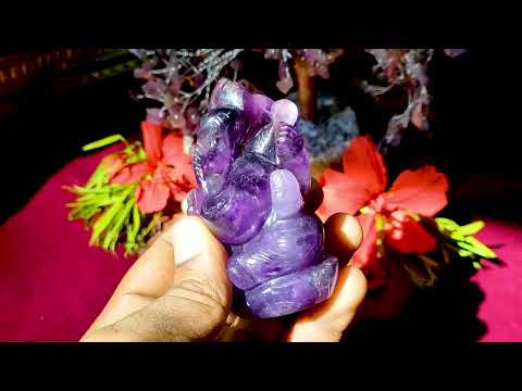Lord of Wisdom Ganesh Statue/Idol in pure Amethyst Stone video