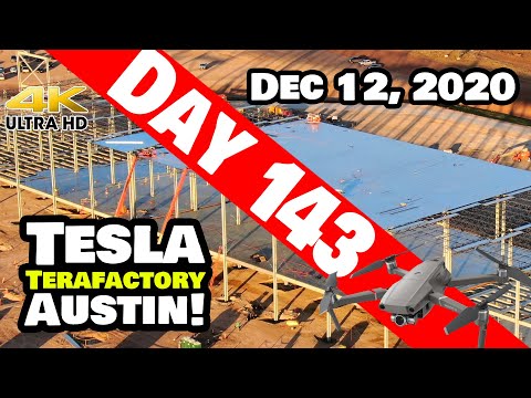 Tesla Gigafactory Austin 4K  Day 143 - 12/12/20 - Terafactory Texas - STEEL STRUCTURE WEST SIDE!