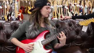 MB Padfield playing a 1963 Fender Stratocaster Candy Apple Red at Norman's Rare Guitars