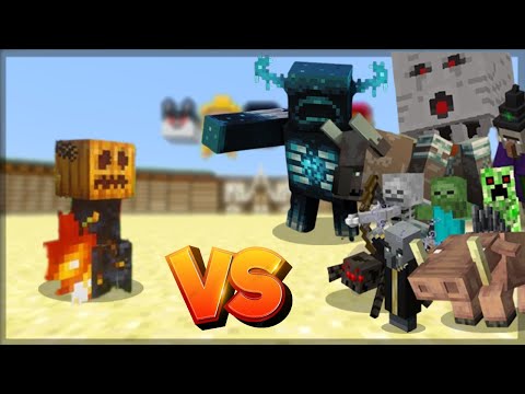 EPIC Minecraft Battle: Fire Golem VS Mobs! Who will win?!