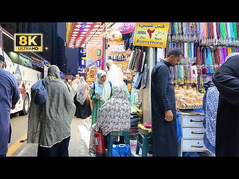 🕋 🇸🇦 Makkah Morning Walking Tour: Pilgrims routing Life Around Masjid Al-Haram, Food, Shopping | 8K 