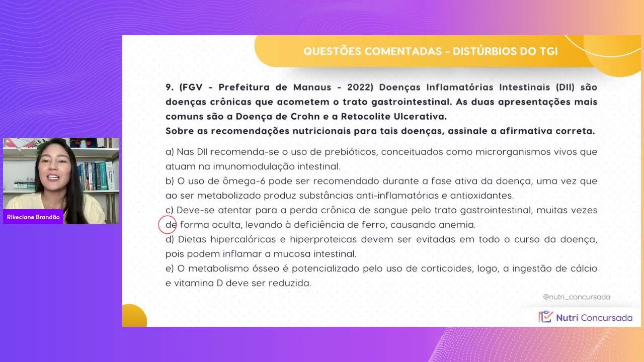 LIVE #TREINANUTRI 14: Questões comentadas - DISTÚRBIOS DO TGI