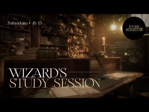 2hr Study at The Wizard's Library With 45/15 Pomodoro ୭ Dark Academia Cozy Library ASMR Ambience 🕯️