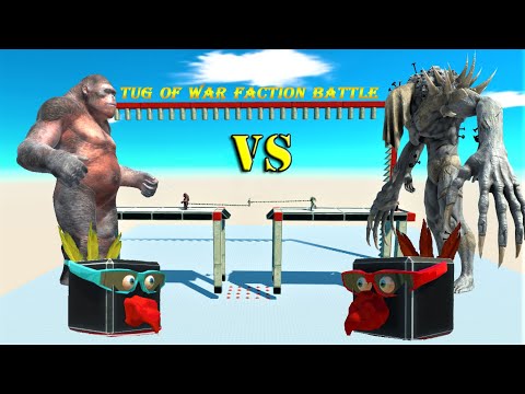 TUG OF WAR FACTION BATTLE INFERNAL VS MUTANT PRIMATE animal revolt battle simulator SQUID GAME