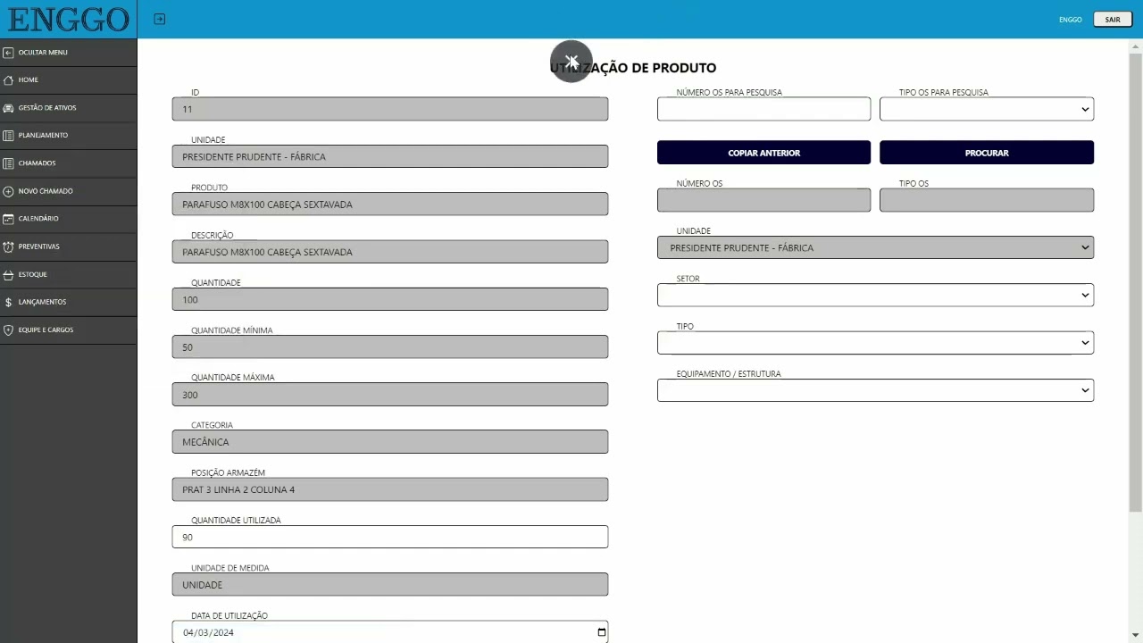 Estoque de peças de reposição
