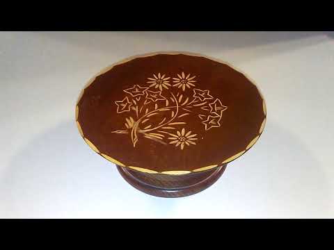 Wooden Reuge Music Box Cake Plate playing "I'd like to teach the world to sing"