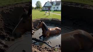 Brave Rescue: The Horse Trapped in a Muddy Pit #husky #rescue #husky